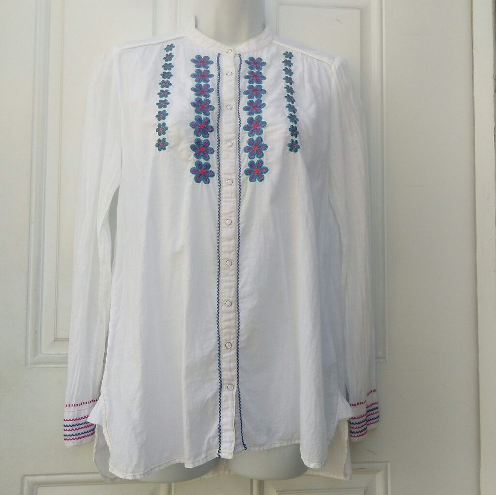 Johnny Was 3j Workshop Snap Button Embroidered - image 1